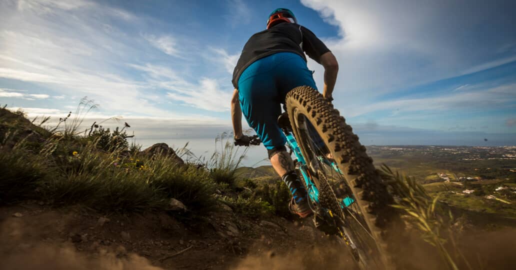 a man riding a mountain bike